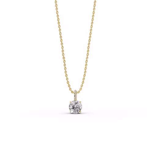 2.05 ctw Diamonds Classic Round Pendant with Pave Bail in 14k Yellow Gold (Main View)