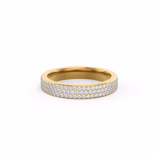 0.85 ctw Round Lab Diamonds set in 14k Yellow Gold Three Row Pavé Eternity Band (Main View)