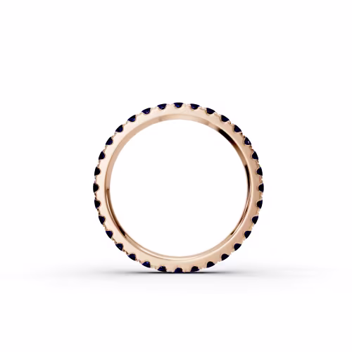 0.8 Carat Round Sapphire U Pavé Eternity Band in 14kt Rose Gold (Profile View)