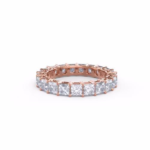 4.0 ct Man Made Diamonds set in 14k Rose Gold Princess Eternity Band (Main View)