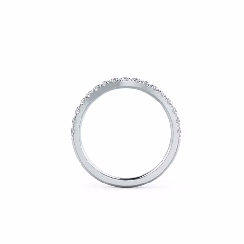 0.45 Carat Round Brilliant Lab Diamonds set in 18k White Gold Pavé Countoured Half Band (Profile View)