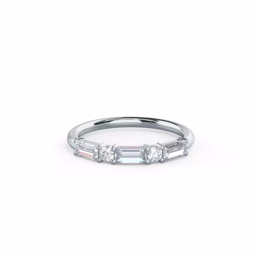 18k White Gold Baguette and Round Five Stone featuring 0.7 Carat Diamonds (Main View)