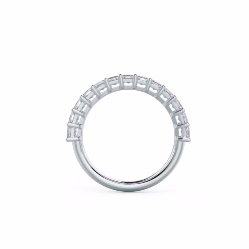 White Gold Emerald Cut Diamond Half Eternity Band featuring 2.5 Carat Diamonds (Profile View)