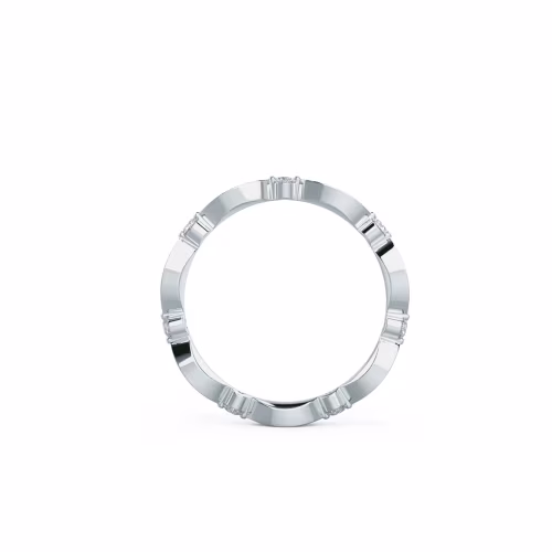 0.45 ct Round Lab Diamonds set in 18k White Gold Leaf Eternity Band (Profile View)
