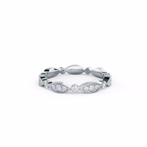 0.45 ctw Round Brilliant Man Made Diamonds Leaf Eternity Band in 18k White Gold (Main View)