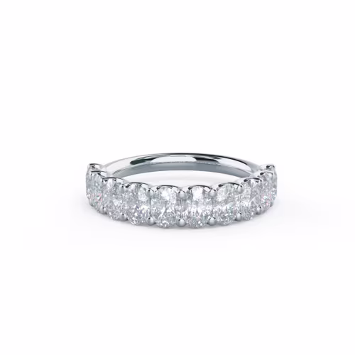 2.0 Carat Diamonds set in 18k White Gold Oval French U Half Band (Main View)