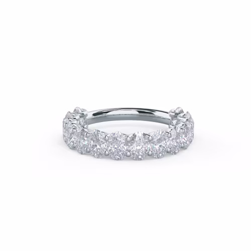 18 Karat White Gold Oval French U Three Quarter Band featuring 2.85 ct Lab Diamonds (Main View)