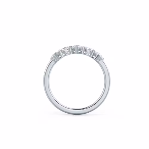 1.5 ct Diamonds set in 18k White Gold Pear Alternating Five Stone (Profile View)