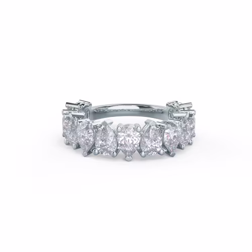 High Quality 2.75 ct Man Made Diamonds set in 18k White Gold Pear Alternating Three Quarter Band (Main View)