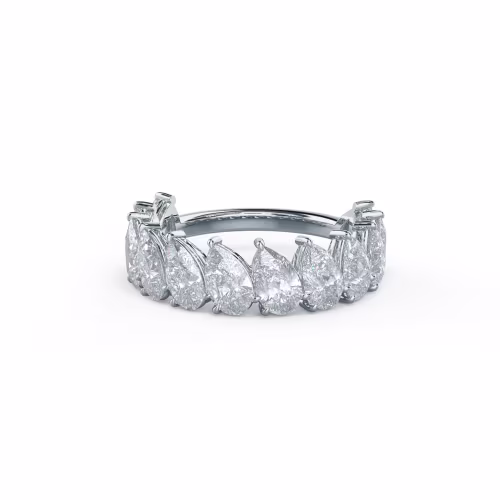 18k White Gold Pear Angled Three Quarter Band featuring 4.0 Carat Man Made Diamonds (Main View)