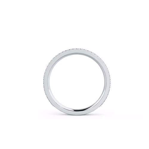 High Quality 0.6 ctw Round Lab Diamonds Three Row Pavé Three Quarter Band in 18k White Gold (Profile View)