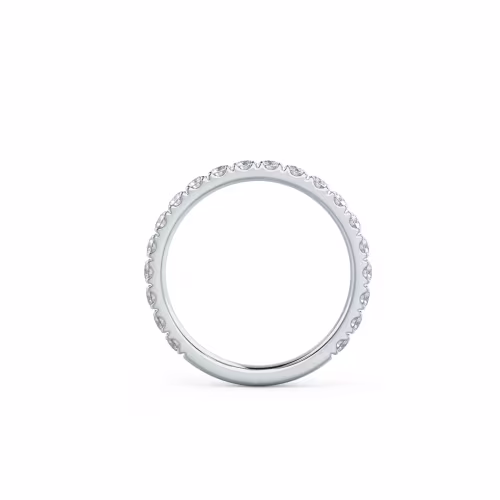 Exceptional Quality 0.75 ct Round Lab Grown Diamonds Diamond U Pavé Three Quarter Band in 18k White Gold (Profile View)