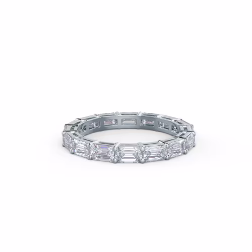 18k White Gold Emerald East-West Eternity Band featuring 3.0 Carat Lab Diamonds (Main View)