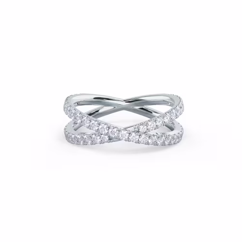 18k White Gold Diamond X Wedding Band featuring 0.75 Carat Round Lab Created Diamonds (Main View)