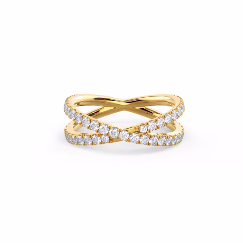 0.75 Carat Round Brilliant Diamonds set in 18k Yellow Gold Diamond X Wedding Band (Main View)