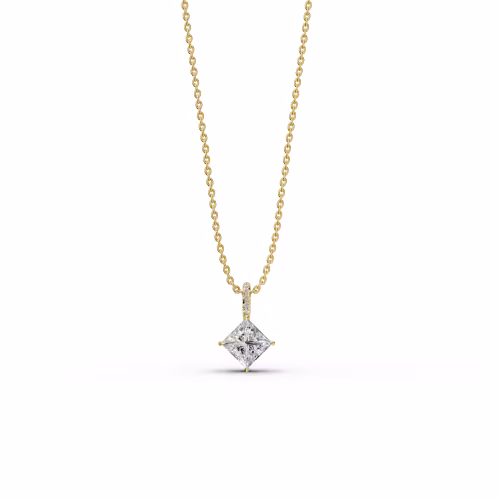 2.05 ctw Diamonds set in 14kt Yellow Gold 2.05ctw Princess Cut Diamond Pendant with Pave Diamond Bail in 14k Yellow Gold (Main View)