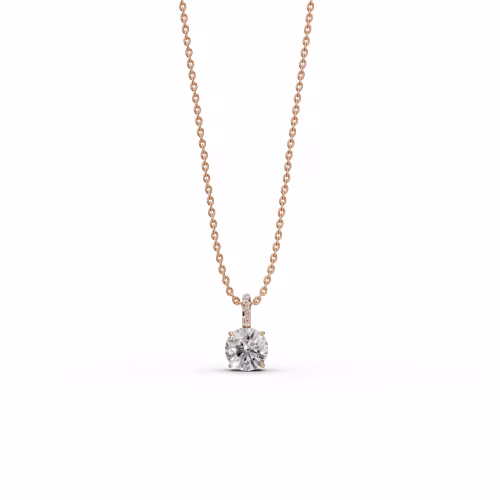 2.05 Carat Lab Diamonds set in 14k Rose Gold Classic Round Pendant with Pave Bail (Main View)