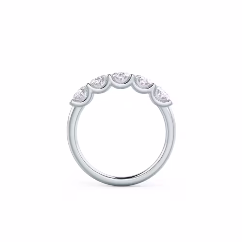 2.5 Carat Lab Diamonds Oval French U Five Stone in 18k White Gold (Profile View)