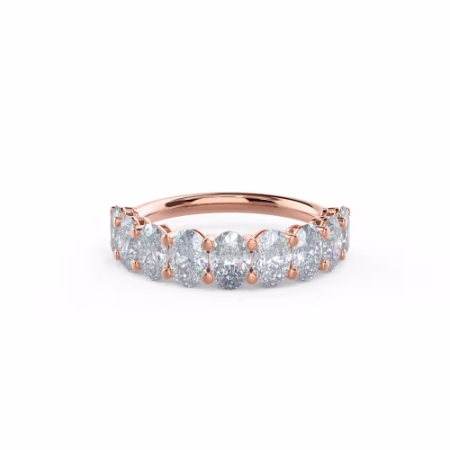 14 Karat Rose Gold Oval Basket Half Band featuring Hand Selected 2.5 ct Man Made Diamonds (Main View)