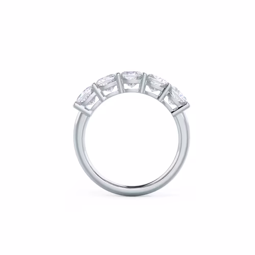 2.5 ctw Lab Diamonds set in 18k White Gold Cushion Five Stone (Profile View)