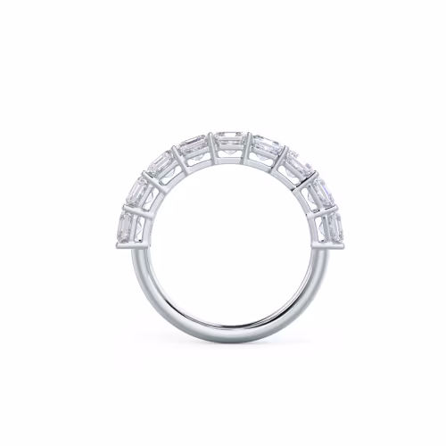 2.5 ct Diamonds Asscher Cut Half Eternity Band in 18k White Gold (Profile View)