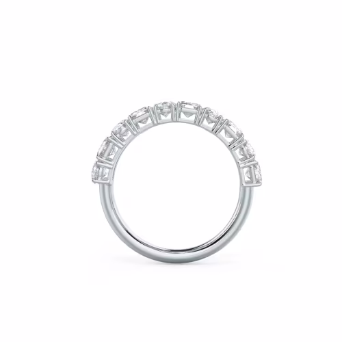 Hand Selected 2.5 ctw Lab Diamonds Emerald and Oval Half Band in 18k White Gold (Profile View)