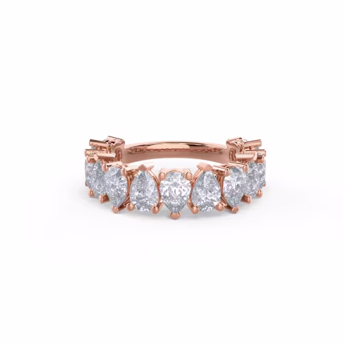 2.75 ctw Synthetic Diamonds Pear Alternating Three Quarter Band in 14k Rose Gold (Main View)