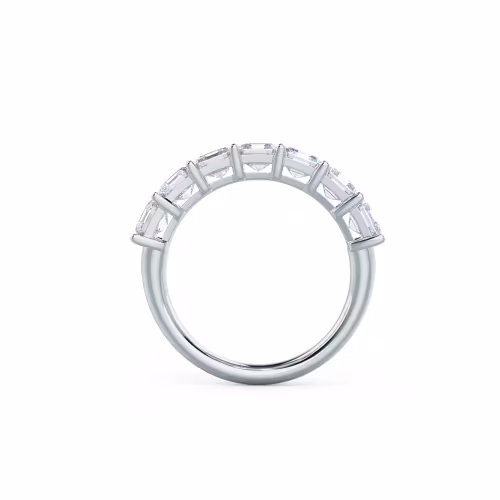 2.8 ct Lab Grown Diamonds set in 18 Karat White Gold Asscher Cut Seven-Stone Band (Profile View)