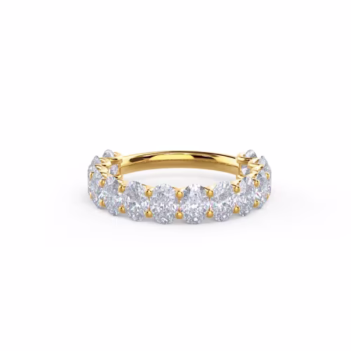 Hand Selected 2.85 ct Lab Diamonds set in Yellow Gold Oval French U Three Quarter Band (Main View)