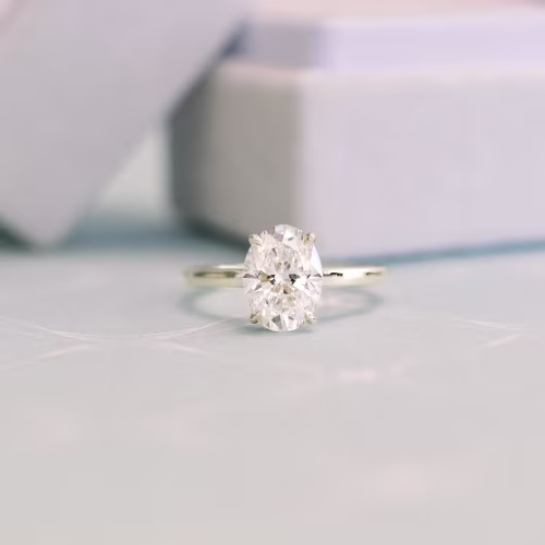 18k Yellow Gold Oval Cathedral Solitaire featuring 2.0 Carat Diamonds (Main View)