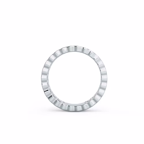 2.0 ct Round Brilliant Diamonds set in 18k White Gold Diamond Two Row Bezel Eternity Band (Profile View)