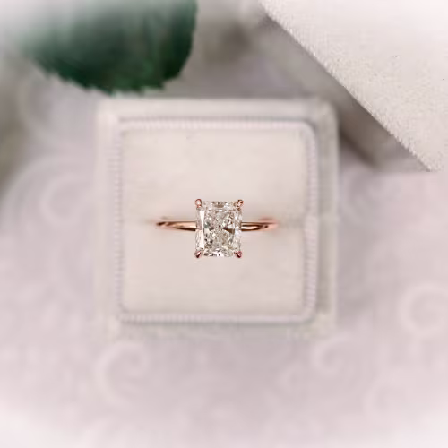 14k Rose Gold Solitaire Engagement Ring with 2 Carat Radiant Cut Lab Diamond Ada Diamonds Design AD250 Artistic Image