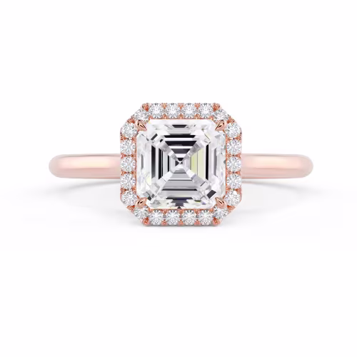 2.0 Carat Lab Grown Diamonds set in 14k Rose Gold Asscher Single Halo Diamond Engagement Ring (Main View)