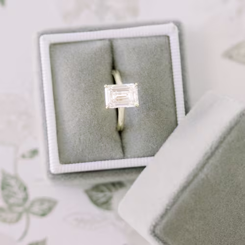 18k Yellow Gold 2.75 Carat Emerald Cut Lab Diamond Solitaire Engagement Ring Ada Diamonds Design AD-068 In Box