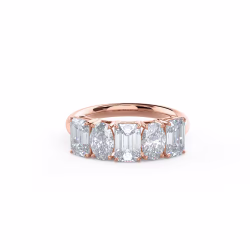 3.1 ct Synthetic Diamonds Emerald and Oval Five Stone in 14k Rose Gold (Main View)