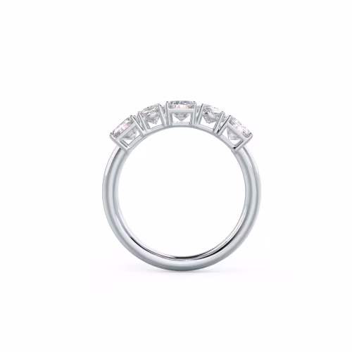 White Gold Emerald and Oval Five Stone featuring 3.1 ct Diamonds (Profile View)