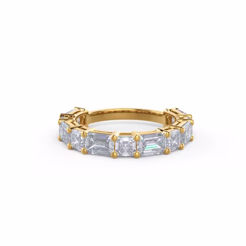 High Quality 3.4 ct Diamonds set in 14kt Yellow Gold Emerald and Asscher East-West Three Quarter Band (Main View)