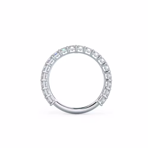 Exceptional Quality 3.6 ct Man Made Diamonds Emerald Three Quarter Band in White Gold (Profile View)