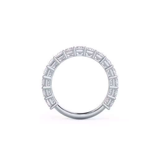 3.0 ct Lab Created Diamonds set in 18kt White Gold Princess Three Quarter Band (Profile View)