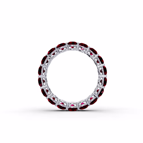 Platinum 3ctw Round Ruby Prong Set Eternity Band in Platinum (Profile View)