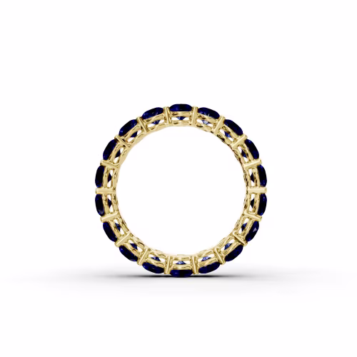14k Yellow Gold 3ctw Round Sapphire Prong Set Eternity Band(Profile View)