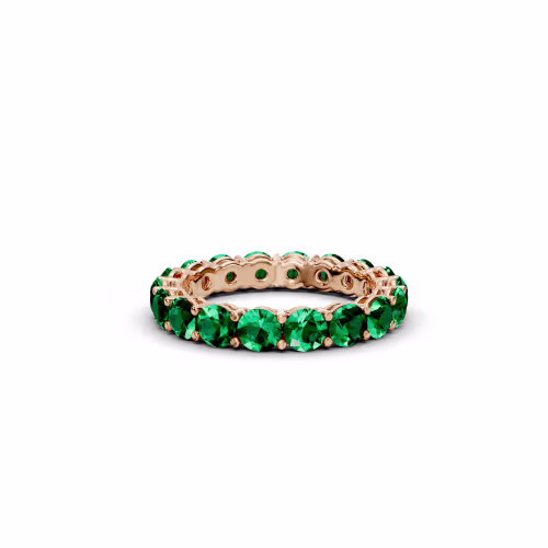 14k Rose Gold Emerald Prong Set Eternity Band 3ctw(Main View)