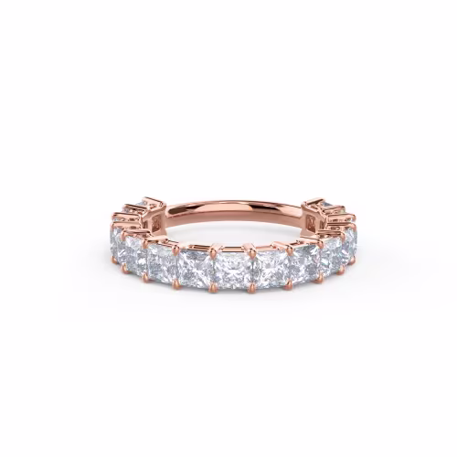 3.0 Carat Lab Diamonds Princess Three Quarter Band in 14k Rose Gold (Main View)