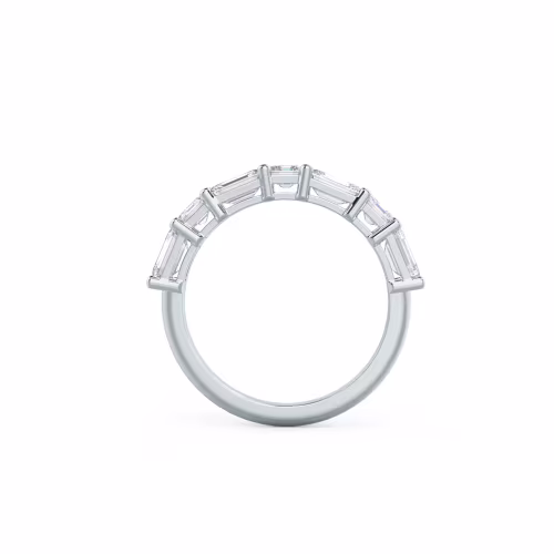 White Gold Emerald and Asscher East-West Seven Stone featuring Hand Selected 4.8 ct Diamonds (Profile View)