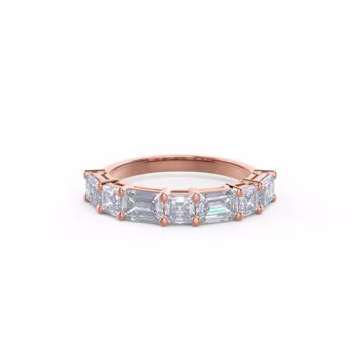 4.8 ctw Lab Diamonds set in 14 Karat Rose Gold Emerald and Asscher East-West Seven Stone (Main View)