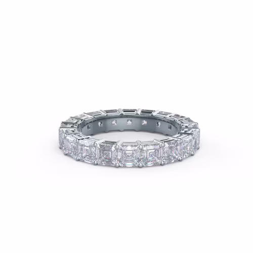 4.0 Carat Lab Diamonds set in 18k White Gold Asscher Eternity Band (Main View)