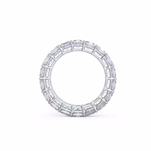 5.5 ctw Lab Diamonds Asscher Cut Eternity Band in 18k White Gold (Profile View)