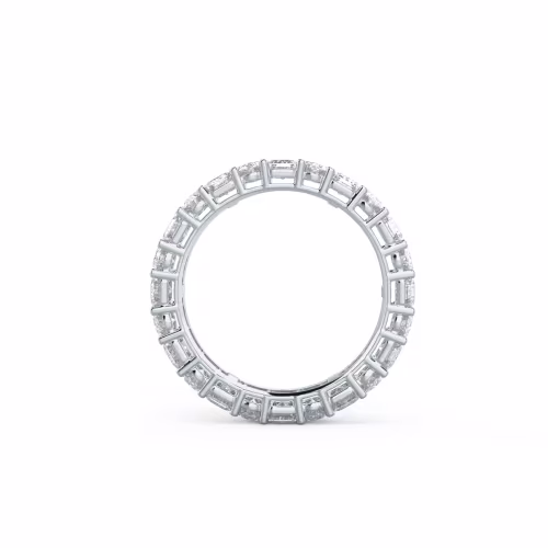 18 Karat White Gold Emerald and Oval Diamond Eternity Band featuring 5.5 ct Lab Diamonds (Profile View)