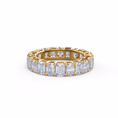 Hand Selected 5.5 Carat Lab Created Diamonds Emerald and Oval Diamond Eternity Band in 14k Yellow Gold (Main View)