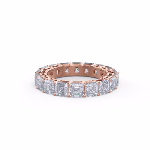 5.5 ctw Lab Diamonds set in 14k Rose Gold Asscher Cut Eternity Band (Main View)